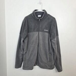 Columbia Gray Fleece Full Zip Outdoor Mock Neck Warm Grunge Jacket Size L